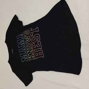 Jerry Leigh Mama Knows Best T-Shirt Black Rainbow Words Women's Medium M